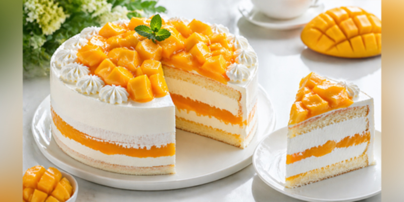 Mango Ice Cream Cake Recipe
