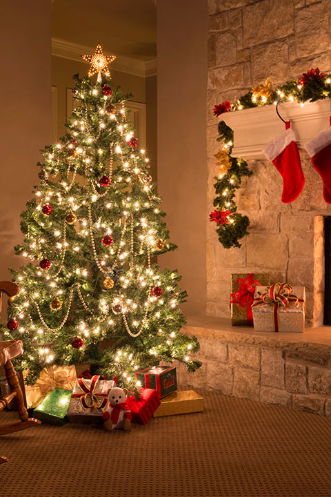 A Christmas tree decorated with Colorful Glass Beads
