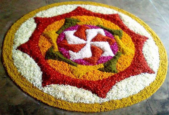 Beautiful Rangoli with Colours and Petals Beautiful Rangoli with Colours and Petals