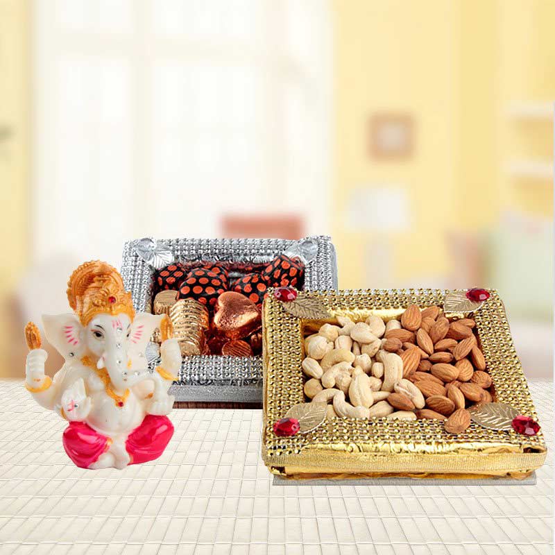Festivities - Ganesha Idol, Dry Fruit Tray, Handmade Chocolates