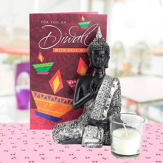 Blissful Buddha - Buddha Idol, Greeting Card, Candle