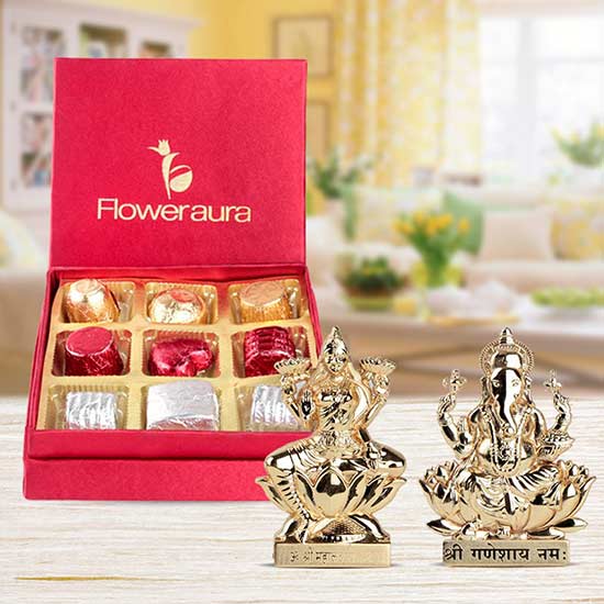 The Auspicious Pair - Laxmi And Ganesh, Handmade Chocolates