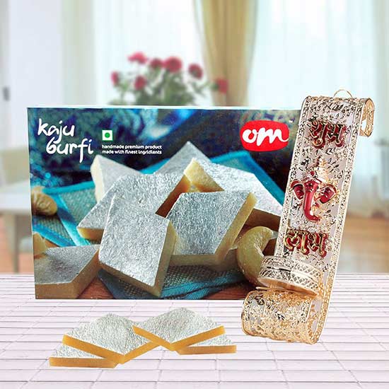 Diwali Illuminations - A Wall-Hanging Candle Stand, Kaju Katli Box