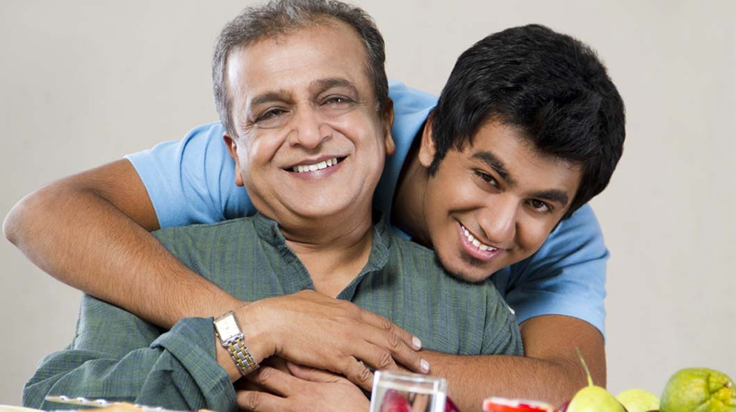 A son loving and caring his dad and celebrating his idol A son loving and caring his dad and celebrating his idol
