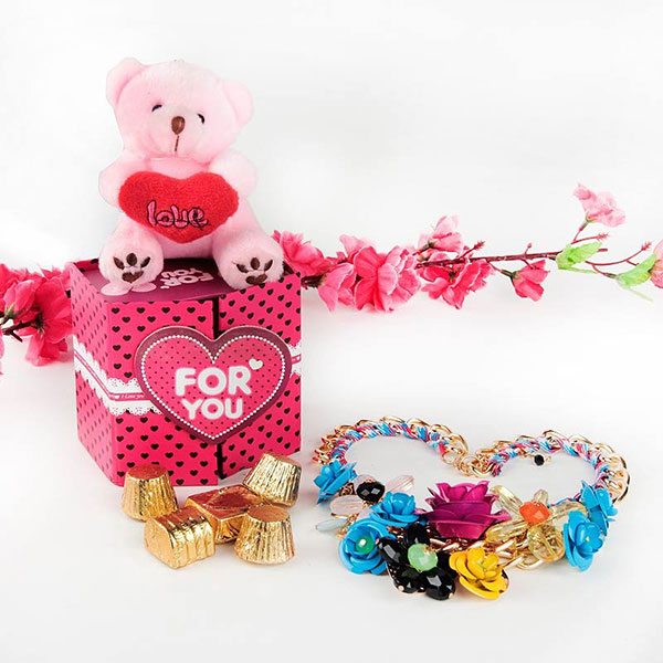 Karwa Chauth Gift - Special One teddy, neckpiece, chocolate box