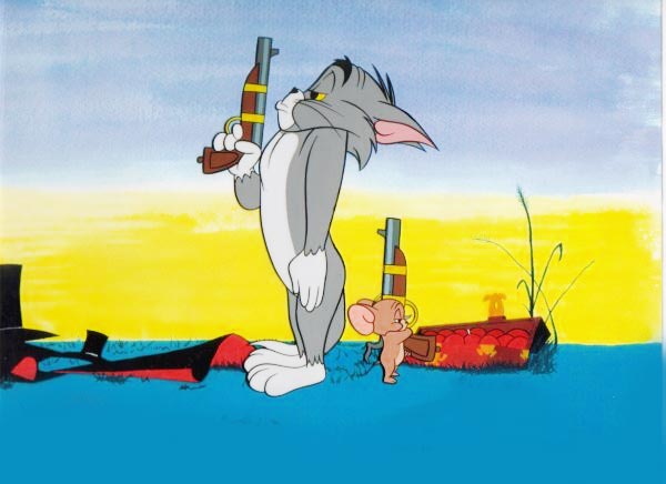 Jerry making the gun facing to the sky just because Tom did it Jerry making the gun facing to the sky just because Tom did it