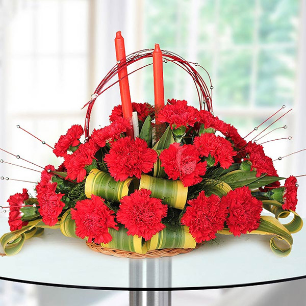  Love Basket - A basket of carnations represent beauty and purity in love