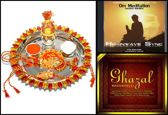 Rakhi Thali, Meditation CD, Ghazals - Rakhi Gifts for Traditional Brother