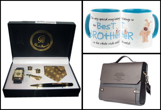 tie, mug, laptop bag - Rakhi Gifts for Working Brother