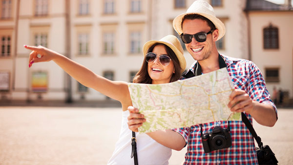 A beautiful couple during travel A beautiful couple during travel