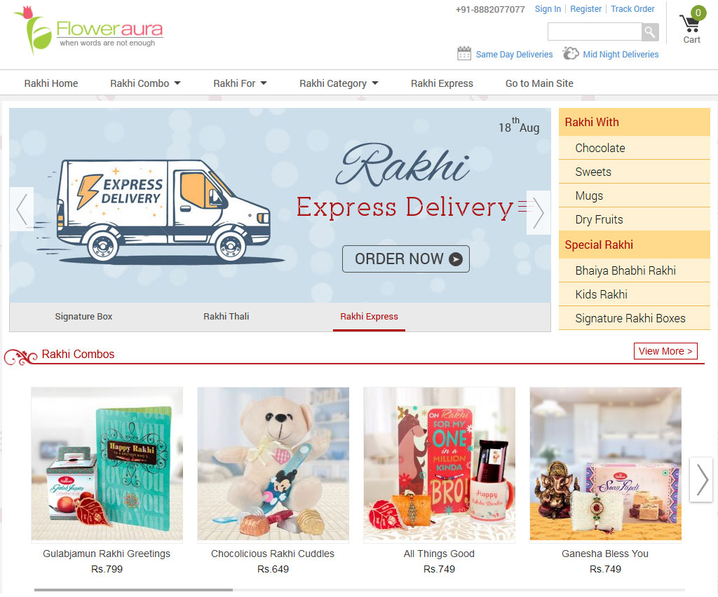 Send Rakhi with Gifts page of Floweraura Send Rakhi with Gifts page of Floweraura